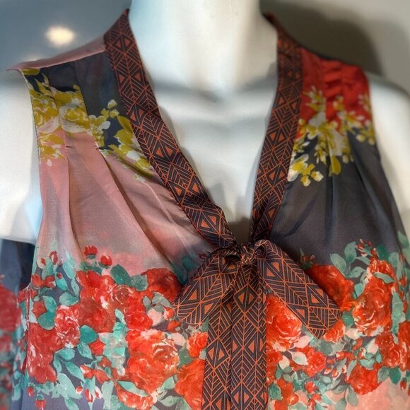 Signature Studio SZ M Ivory Colorful Bow Button Front Top Romantic Casual Dressy - Picture 3 of 9